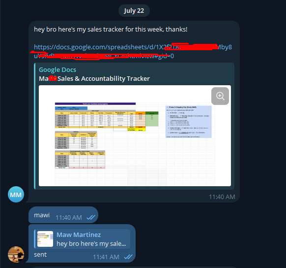 Weekly sales tracker submitted and paid out